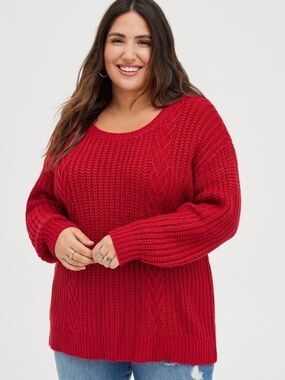 BNWT Torrid Red Cable-Knit Scoop Neck Sweater Size 5